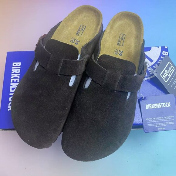 Birkenstock Boston Soft Footbed Sandals: Adjustable Suede Comfort (Narrow Fit) - Picture 1 of 5